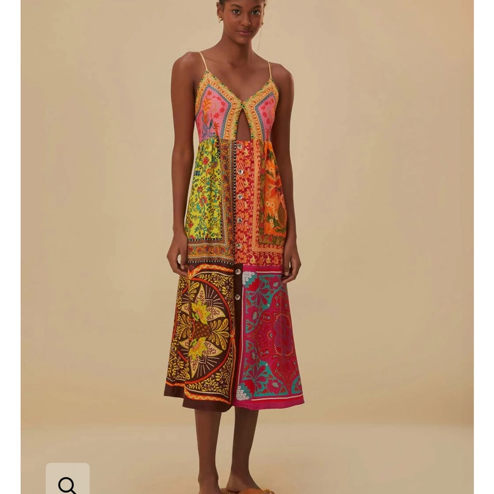 NWT Farm Rio Patchwork Scarf Midi Dress